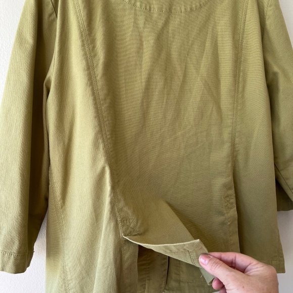 Eileen Fisher Olive Green Jacket Organic Cotton Collared Button Up Canvas Size L - Picture 5 of 10